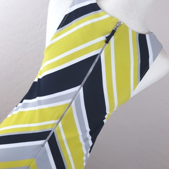 Banana Republic Milly Collection Chartreuse and Navy Blue Chevron Dress - Picture 6 of 7